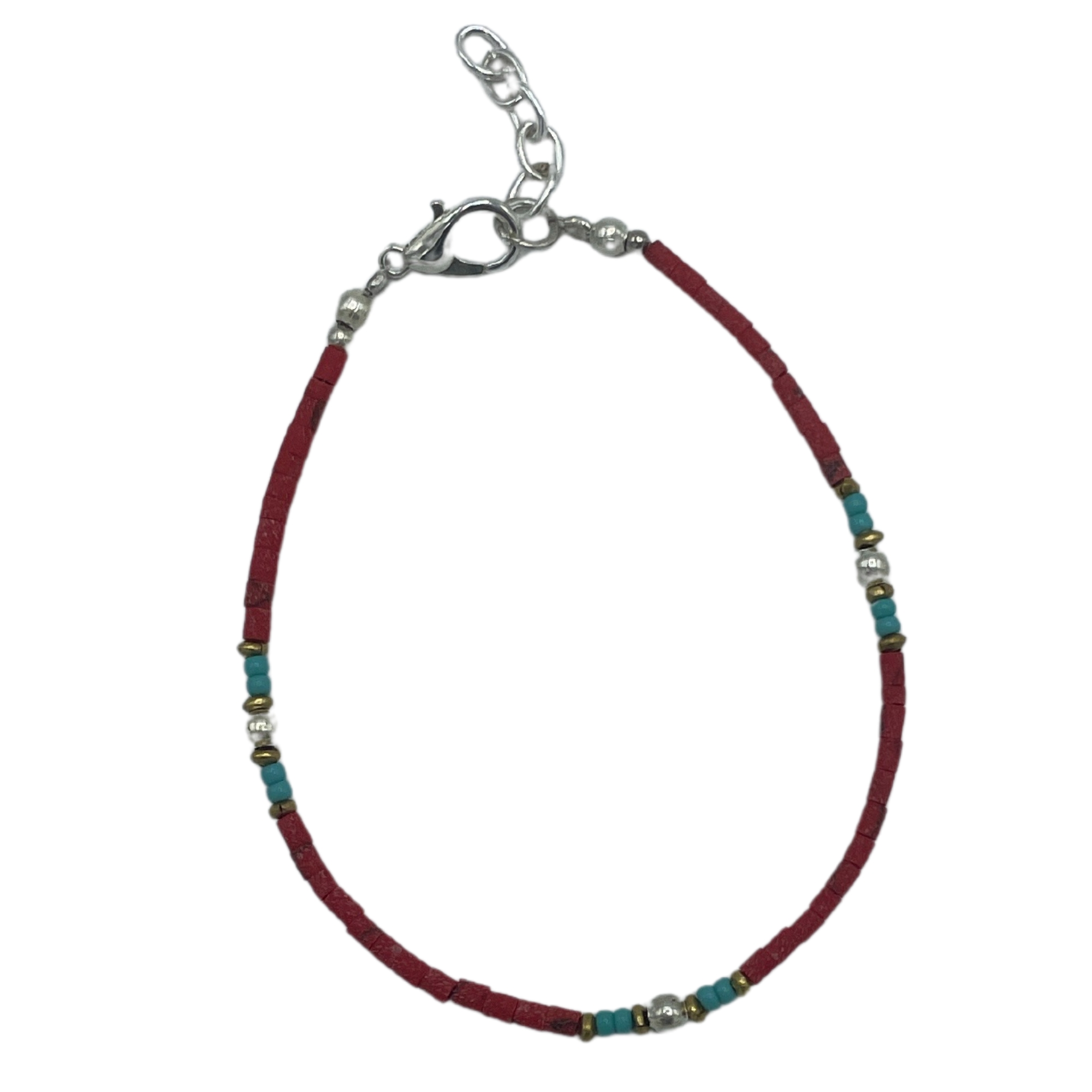 Second image of Pulsera nepalí de gemas extrafinas - Coral Tribal Bead