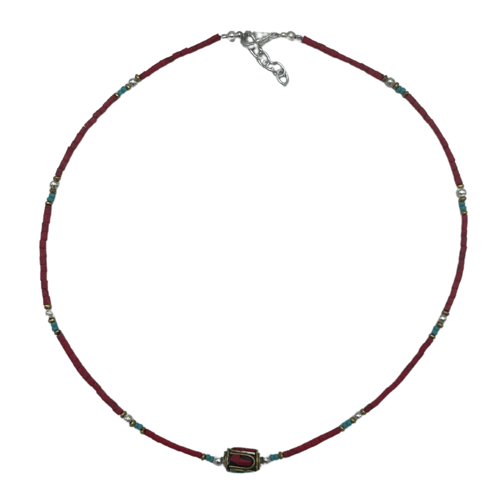 Second image of Pulsera nepalí de gemas extrafinas - cuentas de coral rosa y turquesa