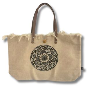 Bolso Natural Asa de Piel - Flor de la Vida