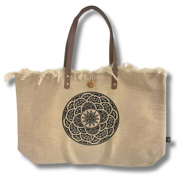 Bolso Natural Asa de Piel - Flor de la Vida