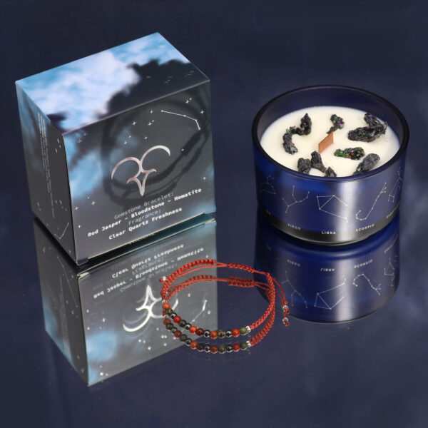 Second image of Vela de Cristal del Zodiaco con Pulsera de Piedras Preciosas - Aries