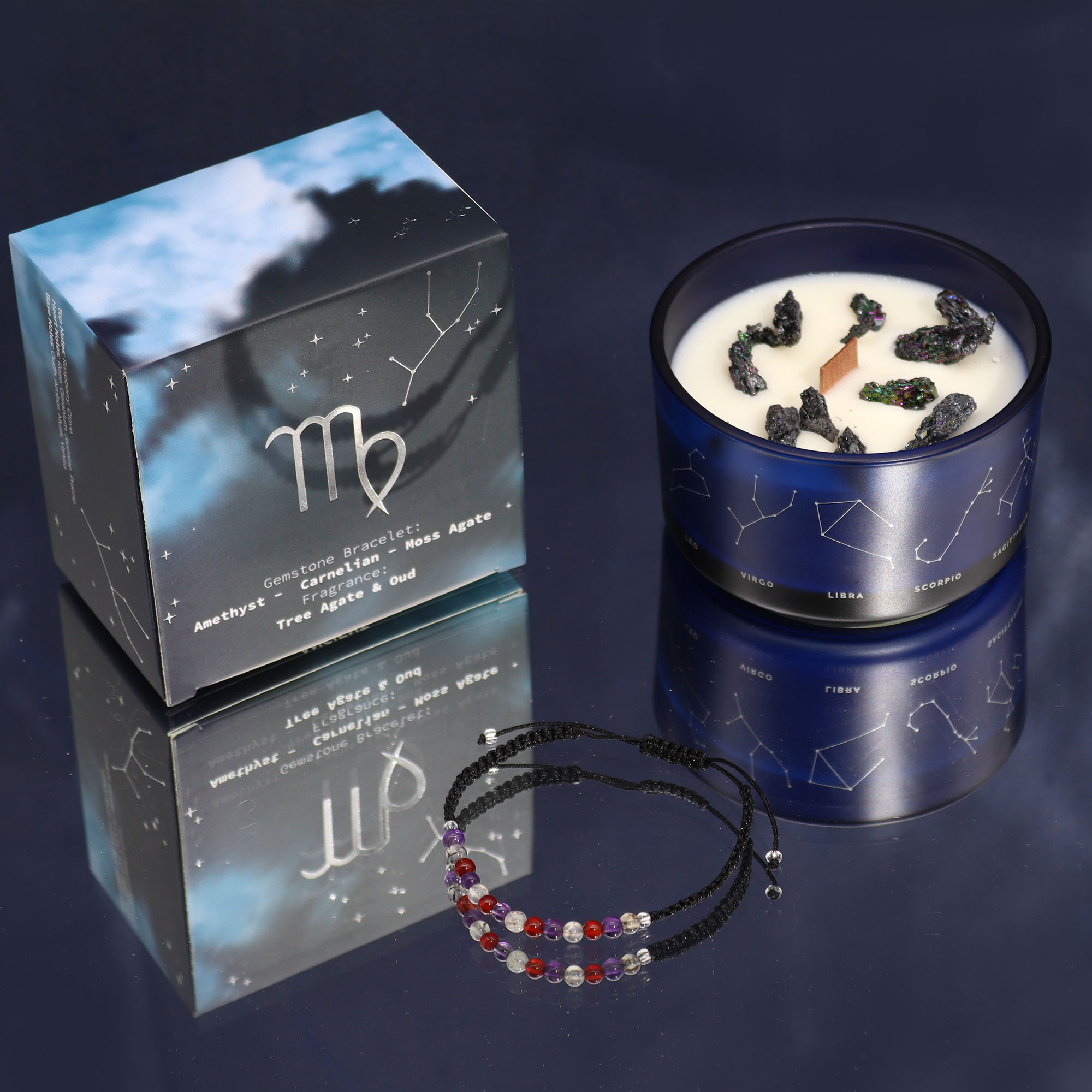 Second image of Vela de Cristal del Zodiaco con Pulsera de Piedras Preciosas - Virgo