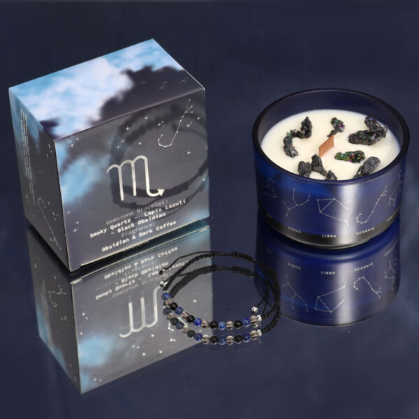 Second image of Vela de Cristal del Zodiaco con Pulsera de Piedras Preciosas - Escorpio