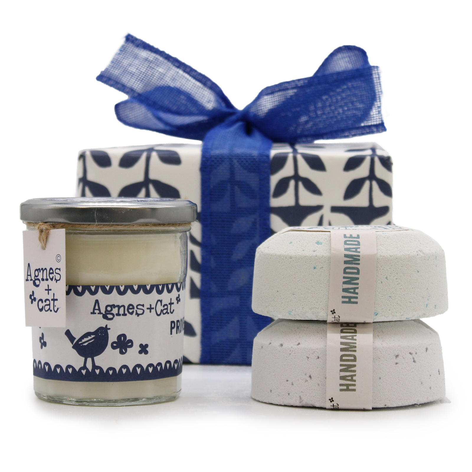 Set de Regalo: Bombas de baño Sal Marina y Musgo & Dolly Azul + Vela de Violeta de Parma