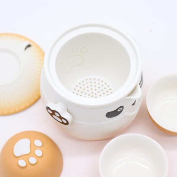 Second image of Juego de tetera Panda y tres tazas - Naranja