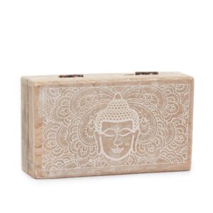 Caja cuadrada mediana 17x10x4,2cm - Cara Buda Blanco