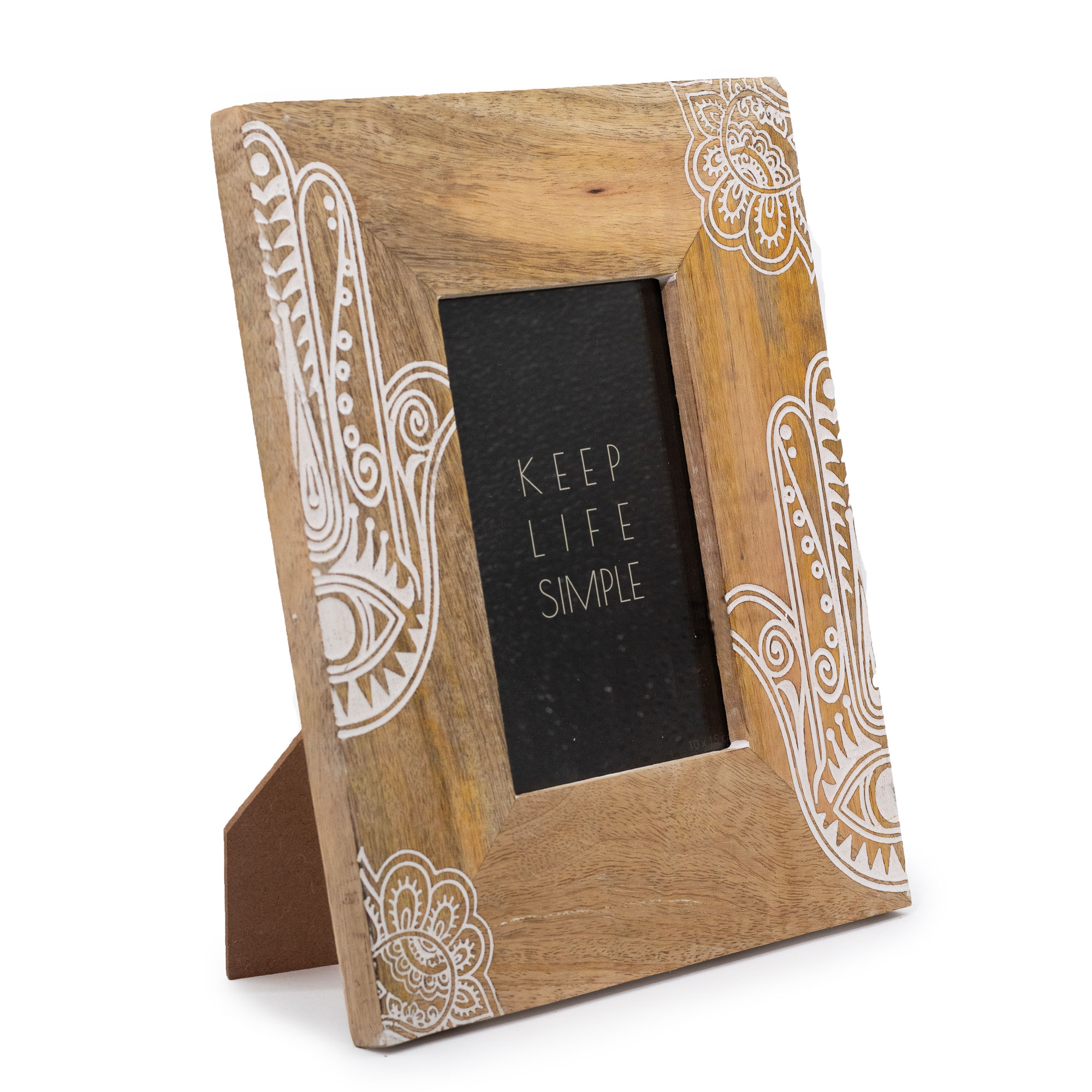 Marco de Madera de Mango (para 10x15cm) 26x20x2cm - Hamsa Blanco