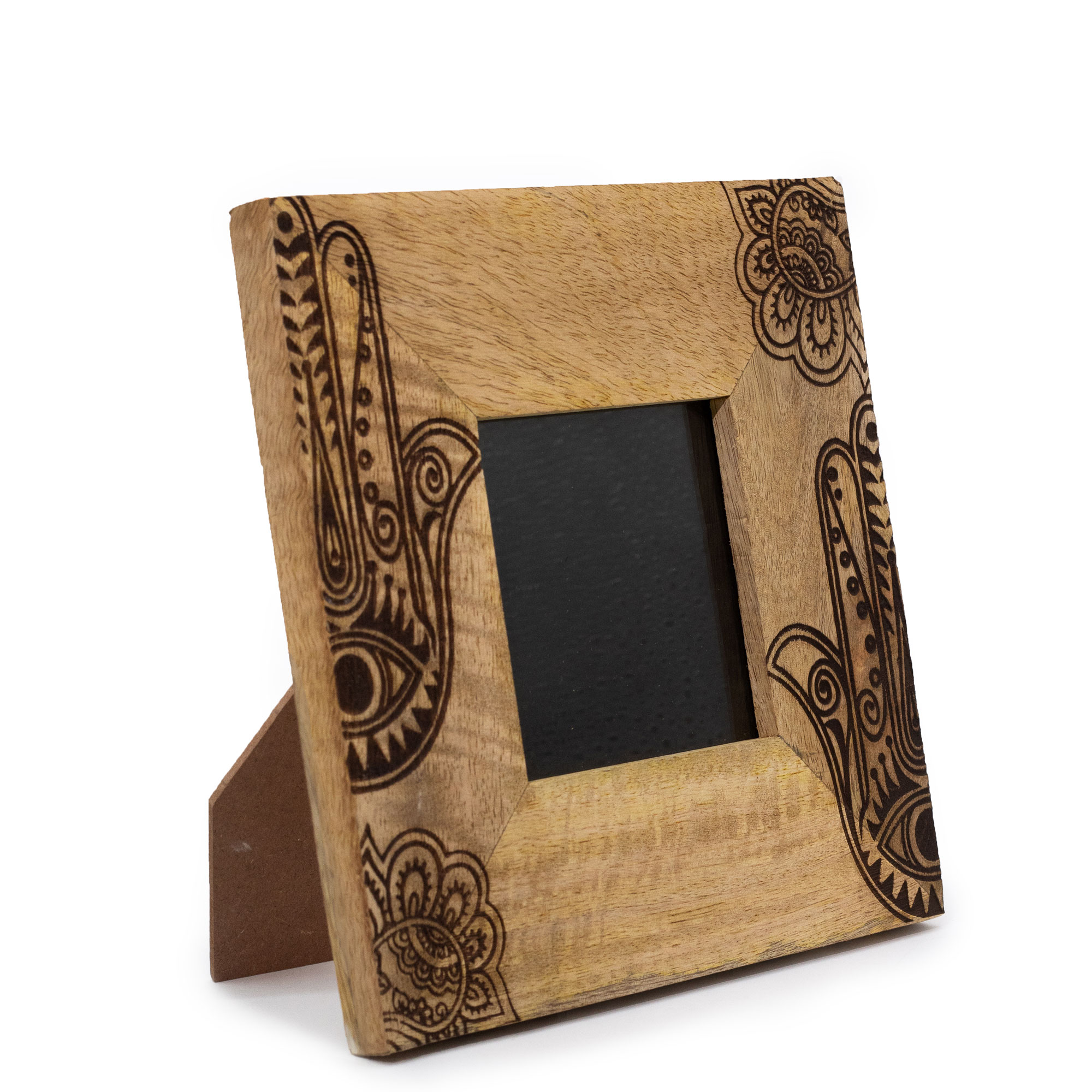 Pequeño Marco de Madera de Mango (para 10x15cm) 20x20x2cm - Hamsa Negro