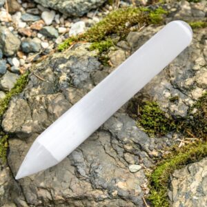Varita de selenita - 16 cm (Ambos extremos punta)