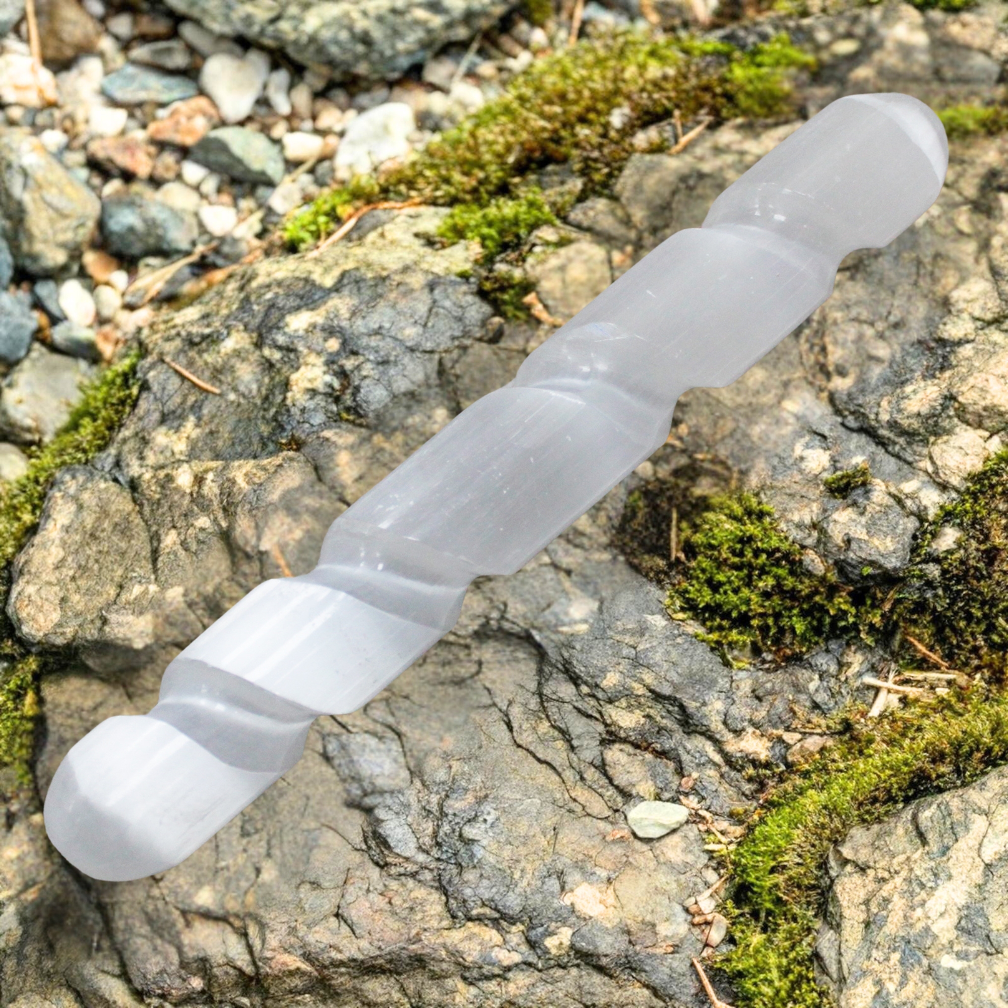 Varita Espiral deSselenita - 16 cm ( Ambos extremos redondos)