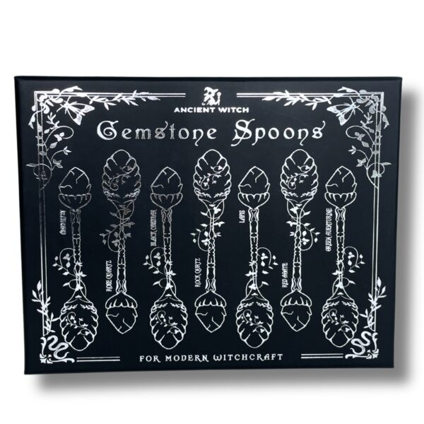 Second image of Set de 7 Cucharas de Bruja de Cristal con Piedra Preciosa de Bronce