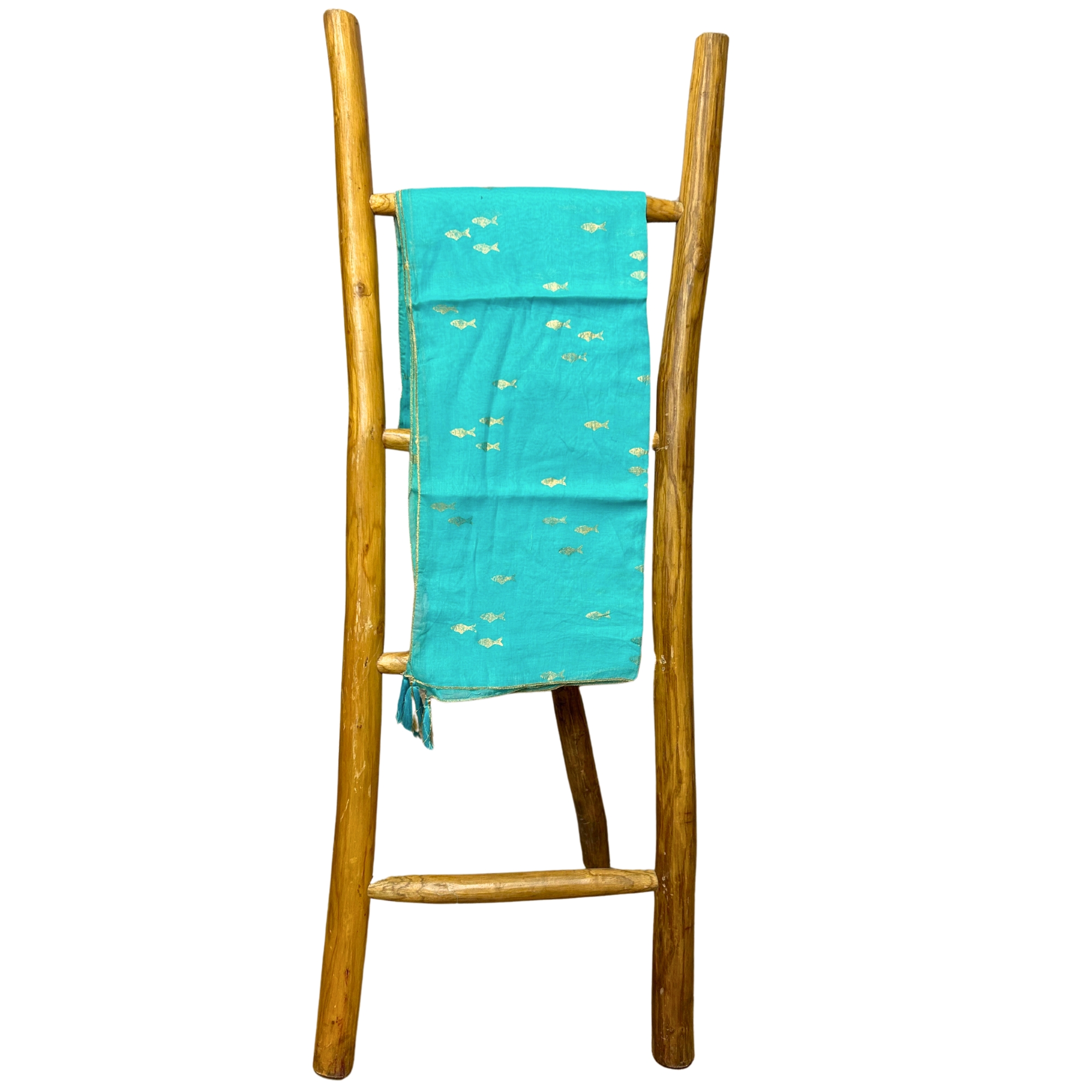 Second image of Colección Nómada Sari Mediterráneo - Pareo - Diseño de Peces en Turquesa y Oro