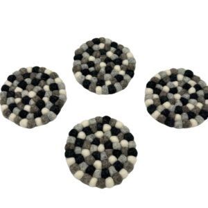 Posavasos redondos de fieltro de 10 cm, color gris multicolor (juego de 4)