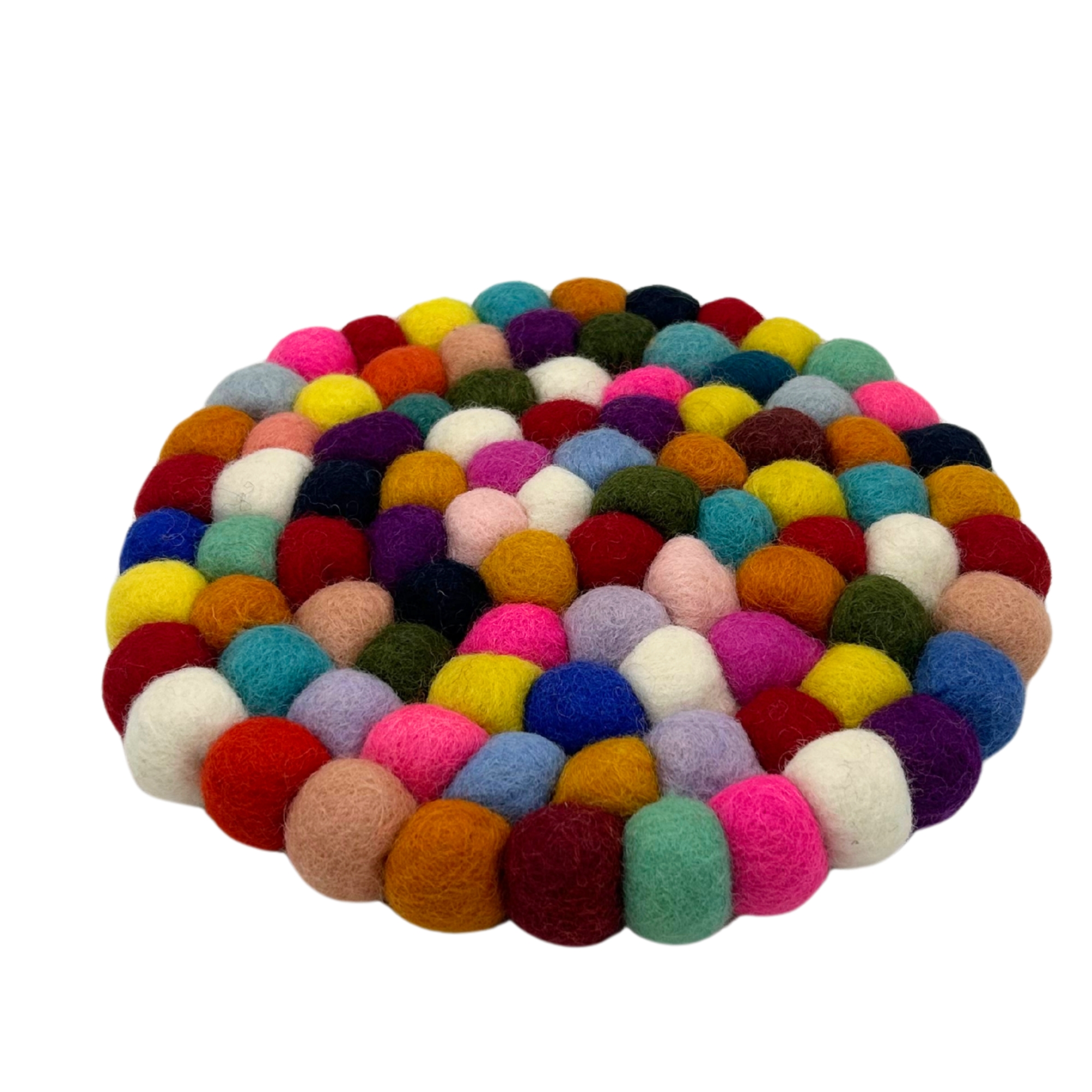 Second image of Mantel individual redondo de bolas de fieltro - 20 cm multicolor