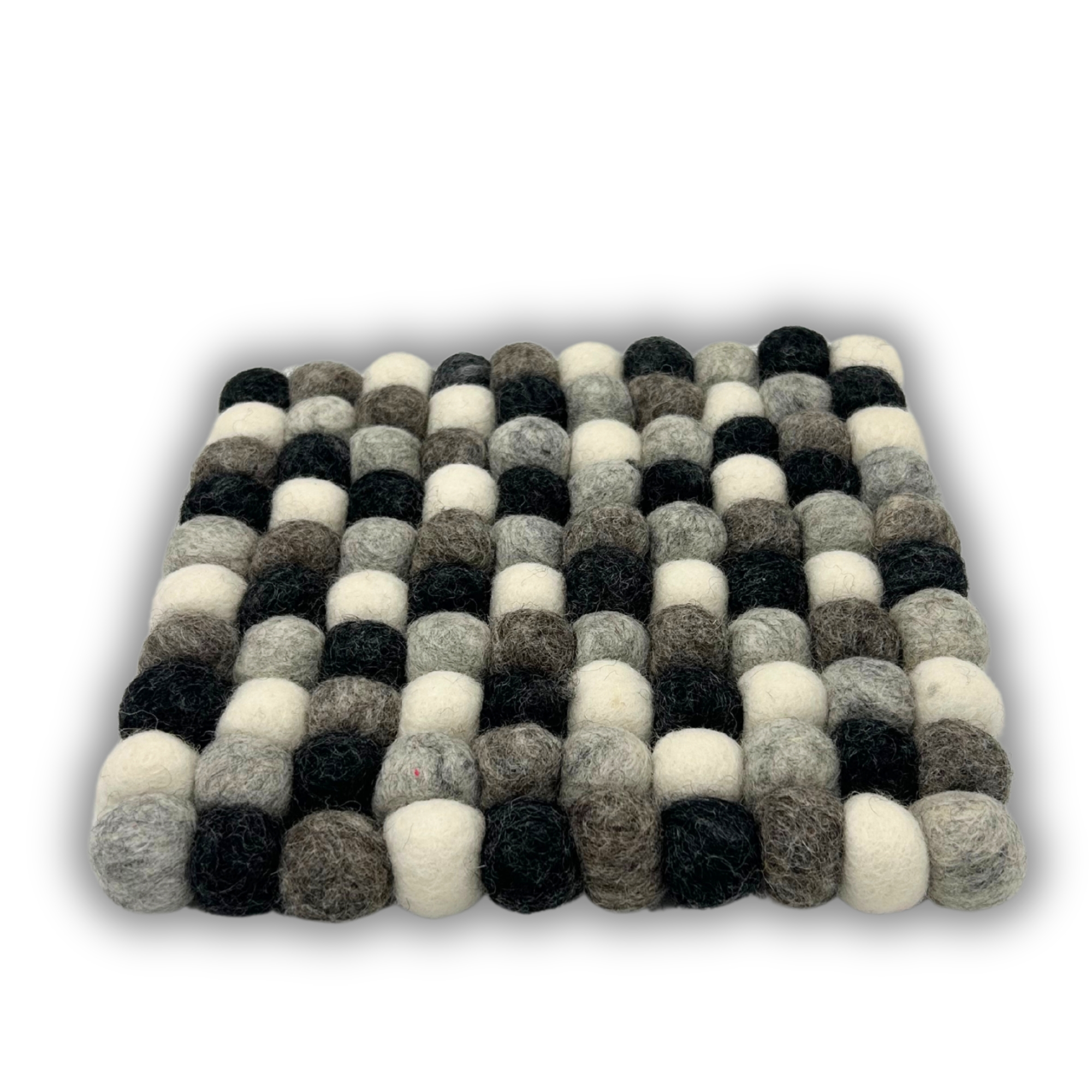 Second image of Mantel individual cuadrado de bolas de fieltro - 20 cm, color gris multicolor