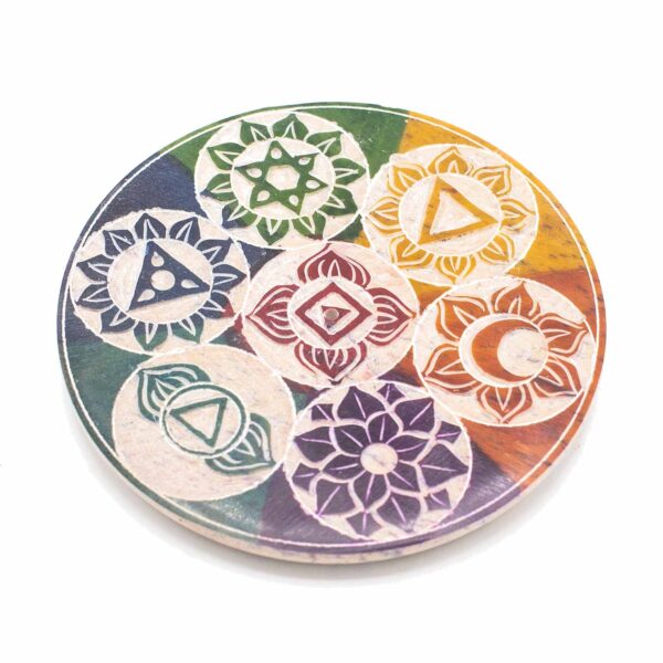 Porta Incienso de Cono en Disco de Esteatita 10â¯cm â Siete Chakras