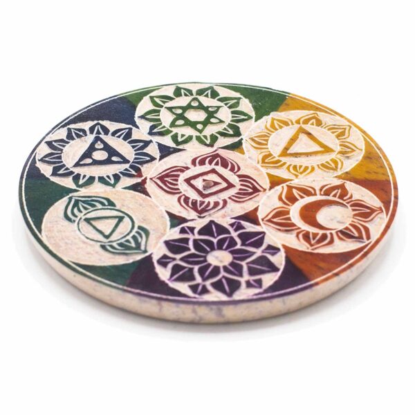 Second image of Porta Incienso de Cono en Disco de Esteatita 10â¯cm â Siete Chakras