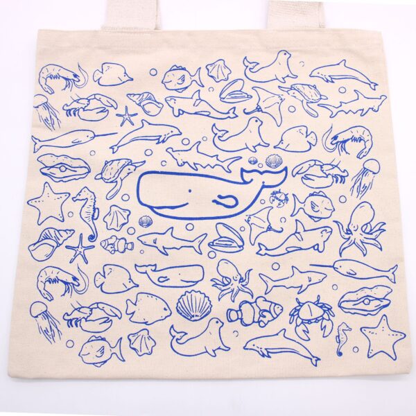 Second image of Bolsas de Algodón Grande - 38x42cm - Vida Marina - 280g