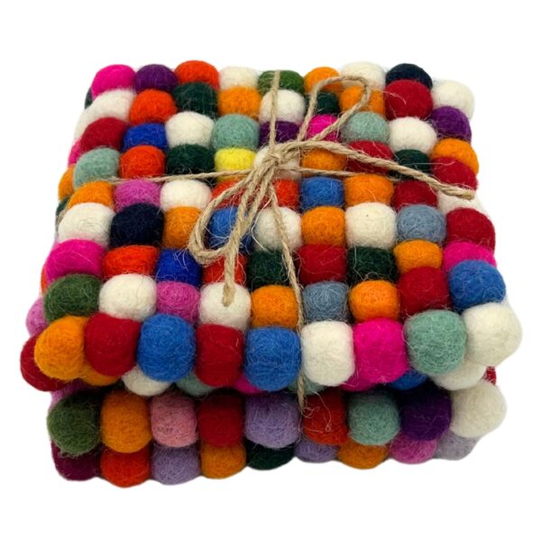 Second image of Posavasos cuadrados de fieltro de 10 cm, color gris multicolor (juego de 4)