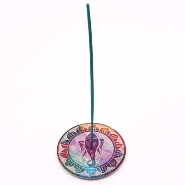 Second image of Porta-incienso Disco de Esteatita 10cm - Ganesha