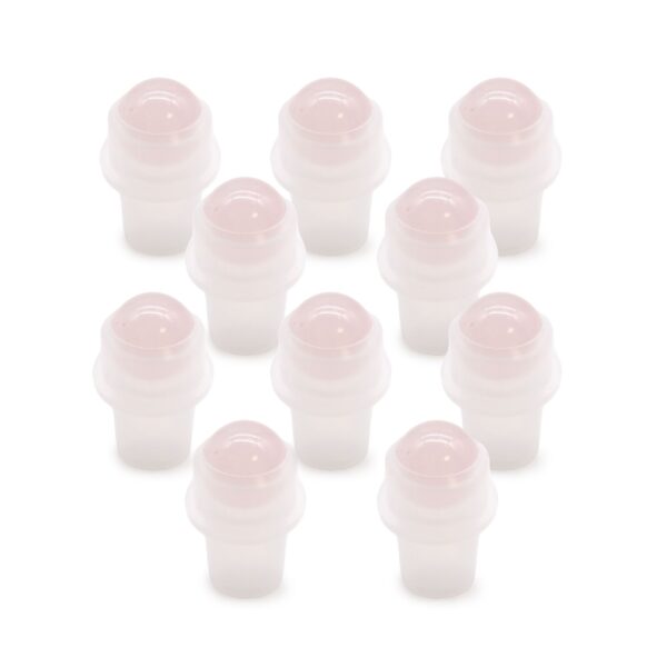 Second image of Punta de rodillo de piedras preciosas para botella de 5 ml - Cuarzo rosa