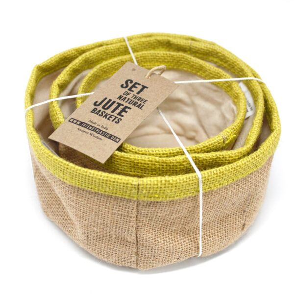 Second image of Conjunto de 3 cestas de yute natural - Oliva