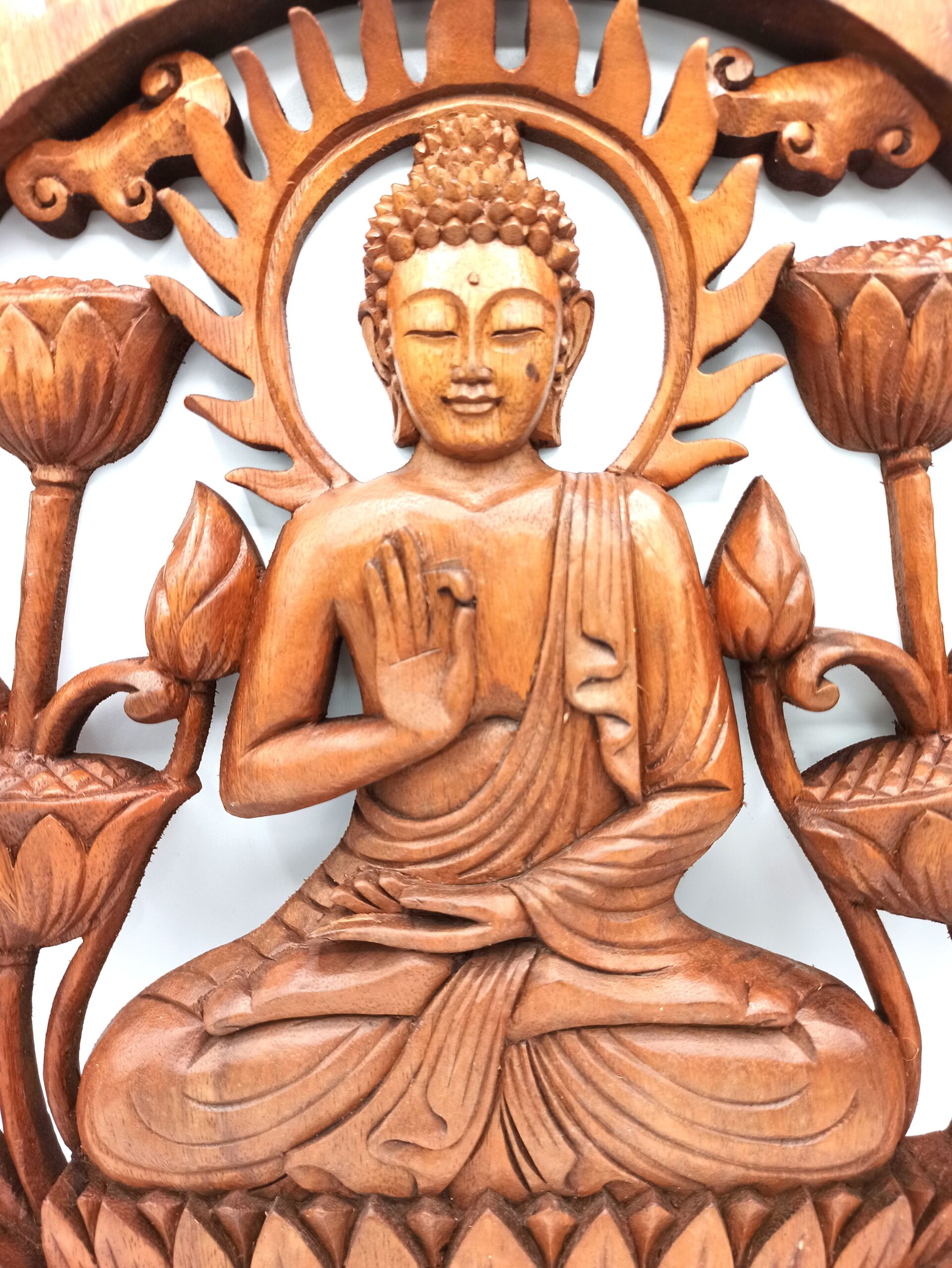 Second image of Panel de madera de Buddha y Lotus - 40cm
