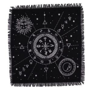 Mantel de altar esotérico con flecos - Carta Lunar y Solar