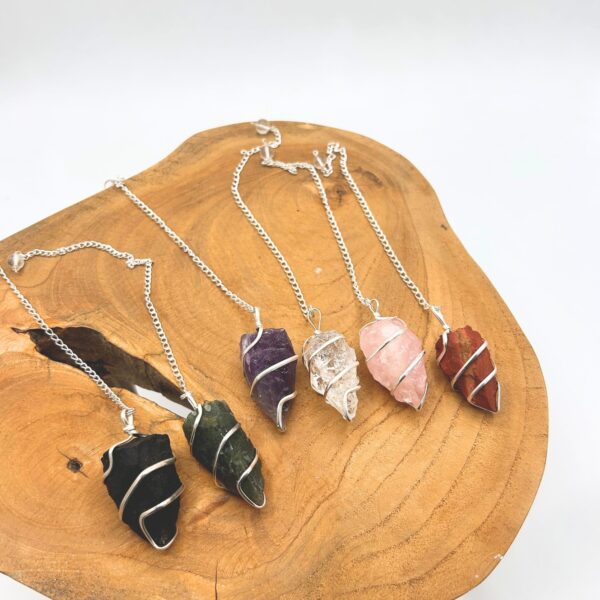 Second image of Facted Gemstone Pendulum - Rose Quartz