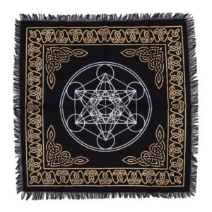 Mantel de altar esotérico con flecos - Gráfico de los chakras