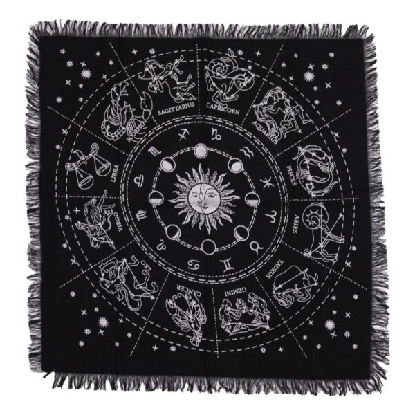 Mantel de altar esotérico con flecos - Horóscopo