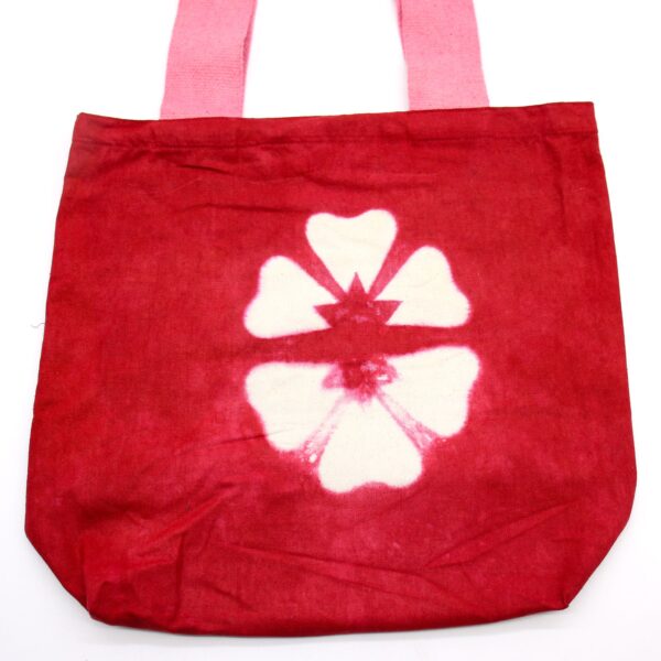 Second image of Bolsa de Algodon Natural con Diseño "Tie Dye" (220g)- 38x42x12cm - Flor Granate - Asa Rosa