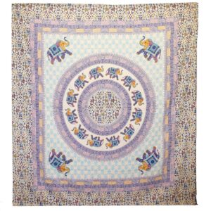 Tapiz / Colgante - Mandala Elefante - Turquesa/Azul sobre Crema