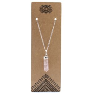 Colgante de Punto Clásico de Piedras Preciosas - Cuarzo Rosa