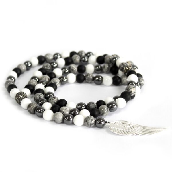Second image of Ala de ángel / ágata gris - Collar de piedras preciosas