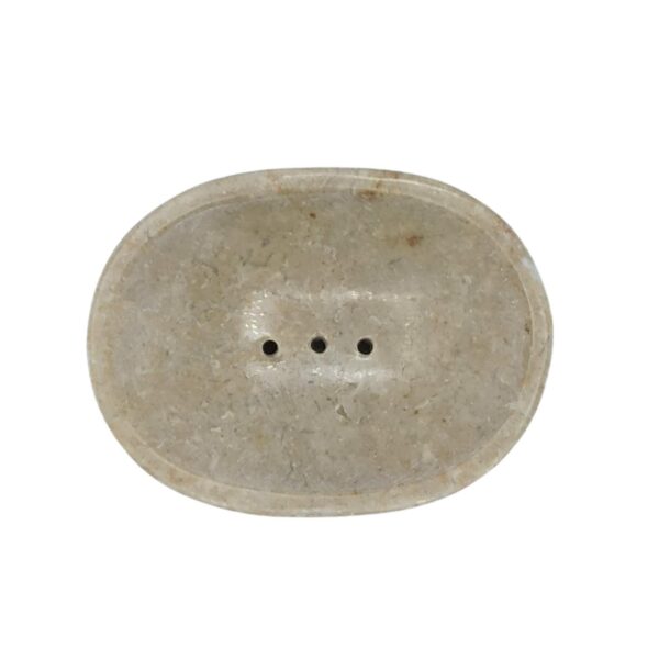 Second image of Jabonera de Mármol Crema Ovalada clásica