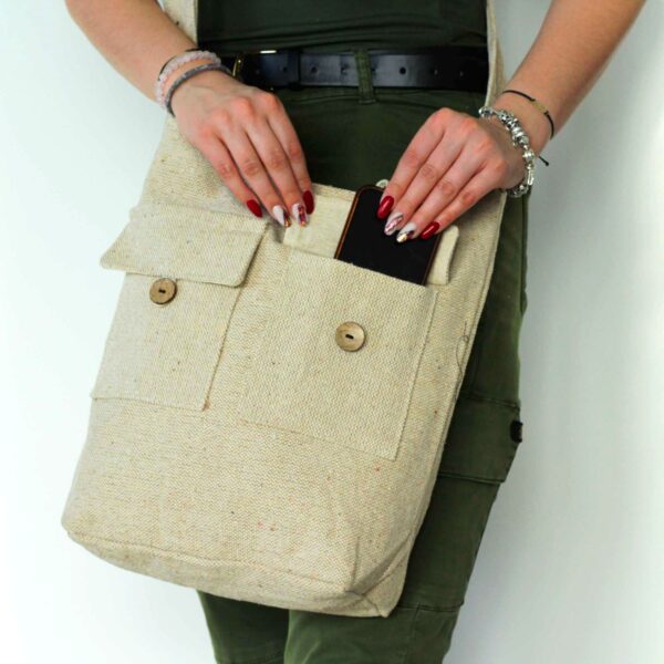 Second image of Bolso de Dos Bolsillos Tonos Naturales - Natural - Grande