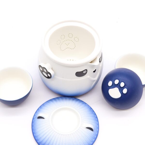 Second image of Juego de tetera Panda y tres tazas - Azul Cielo
