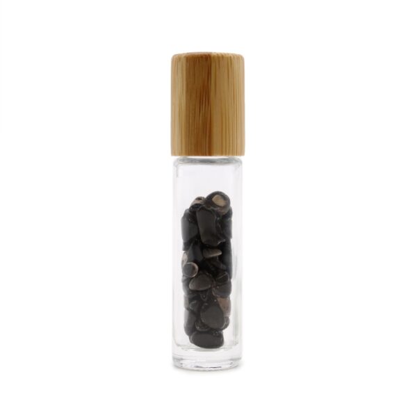 Second image of Botella de rodillo de aceite esencial de piedras preciosas - Turmalina negra - Tapa de madera
