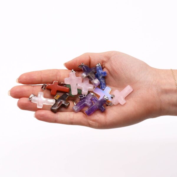 Second image of Colgantes de cruces de piedras preciosas - 25x18mm