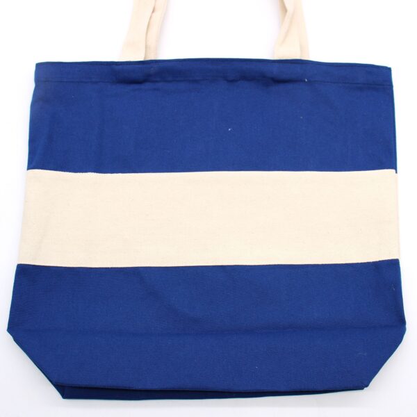 Second image of Bolsas de Algodón de Dos Tonos - 38x42x12cm - Natural y Azul - 280g