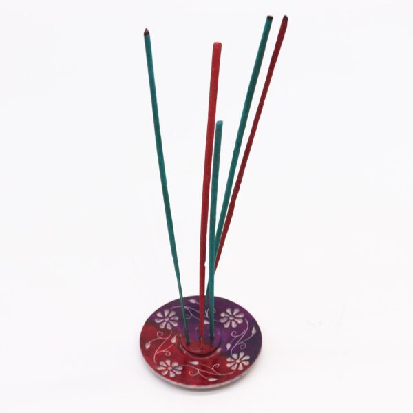 Second image of Porta-incienso Disco de Esteatita 8cm - Floral (porta 5 varillas)