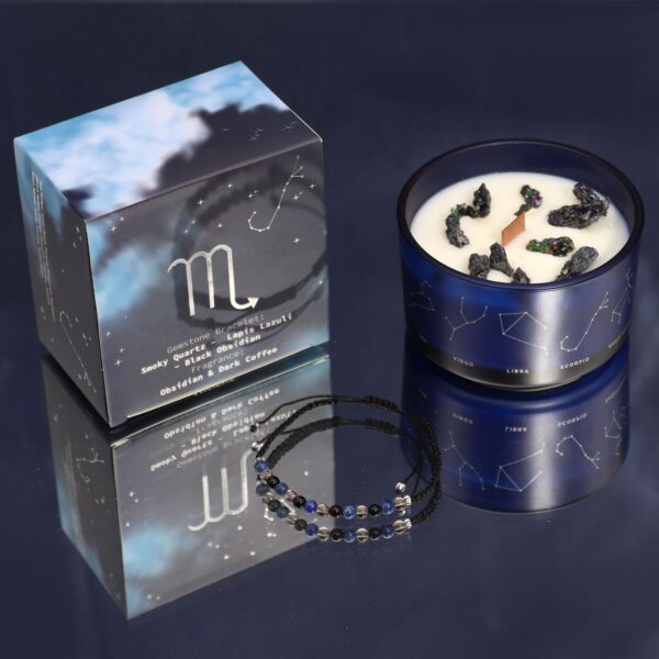 Second image of Vela de Cristal del Zodiaco con Pulsera de Piedras Preciosas - Escorpio