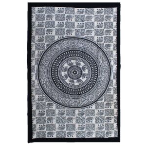 Colcha Individual de Algodón + Tapiz de Pared - Mono - Mandala Elefante