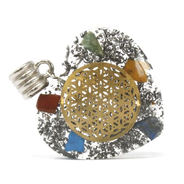 Second image of Colgante de Orgonita - Corazón de chakra de 7 piedras