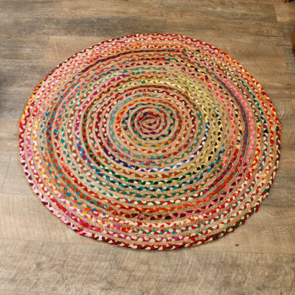 Second image of Alfombra Redonda de Yute y Algodón Reciclado - 120 cm