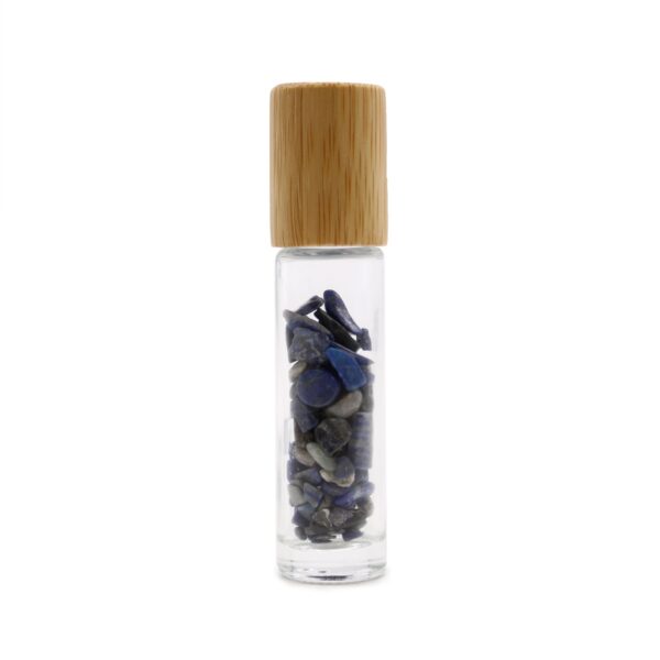 Second image of Botella de rodillo de aceite esencial de piedras preciosas - Sodalita - Tapa de madera