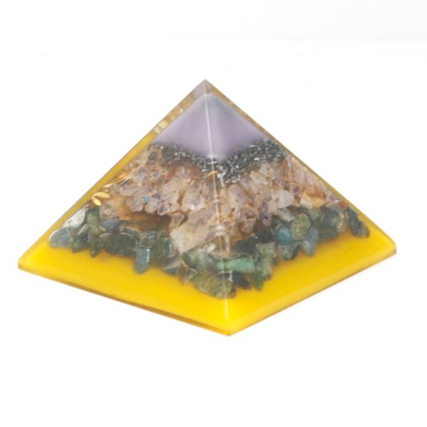 Second image of Lrg Pirámide de Orgonita Lrg 70mm -  Gemas Chakra  70cm - Árbol(Base Oro)