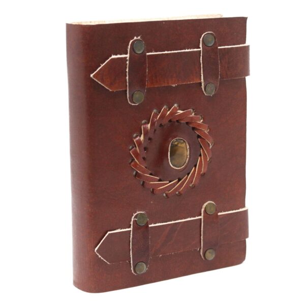 Second image of Cuaderno de cuero Ojo de Tigre con Correas