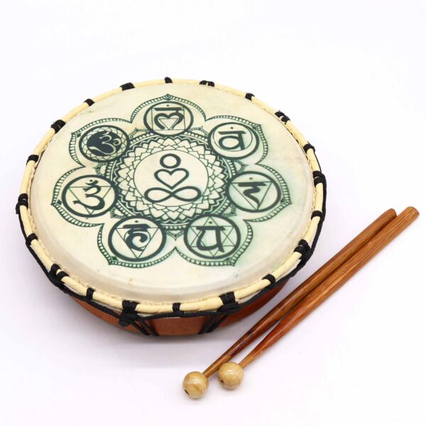 Second image of Tambor Chamanico Chakra con Baqueta - 25cm